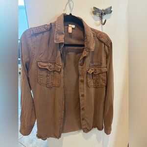 Elan Tan Shirt Jacket with lightning bolt
